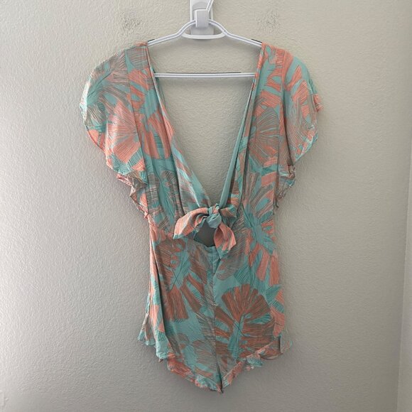 L' SPACE Connie Romper In Bungalow Palm Print Multicolor Lightweight Sz SP - Picture 4 of 7